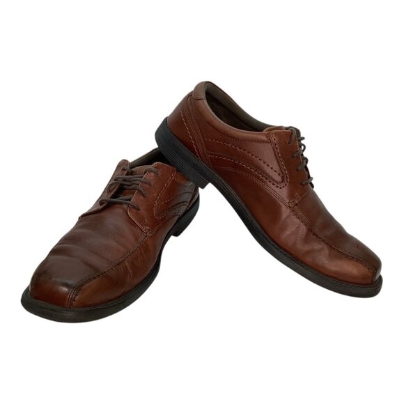 Rockport‎ Style Leader 2 Bike Toe Oxford Brown Leather Shoes Men's Size 10 M - Picture 1 of 7